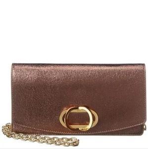 Stuart Weitzman The Emelie Brillante Crossbody Bag Bronze Metallic Leather